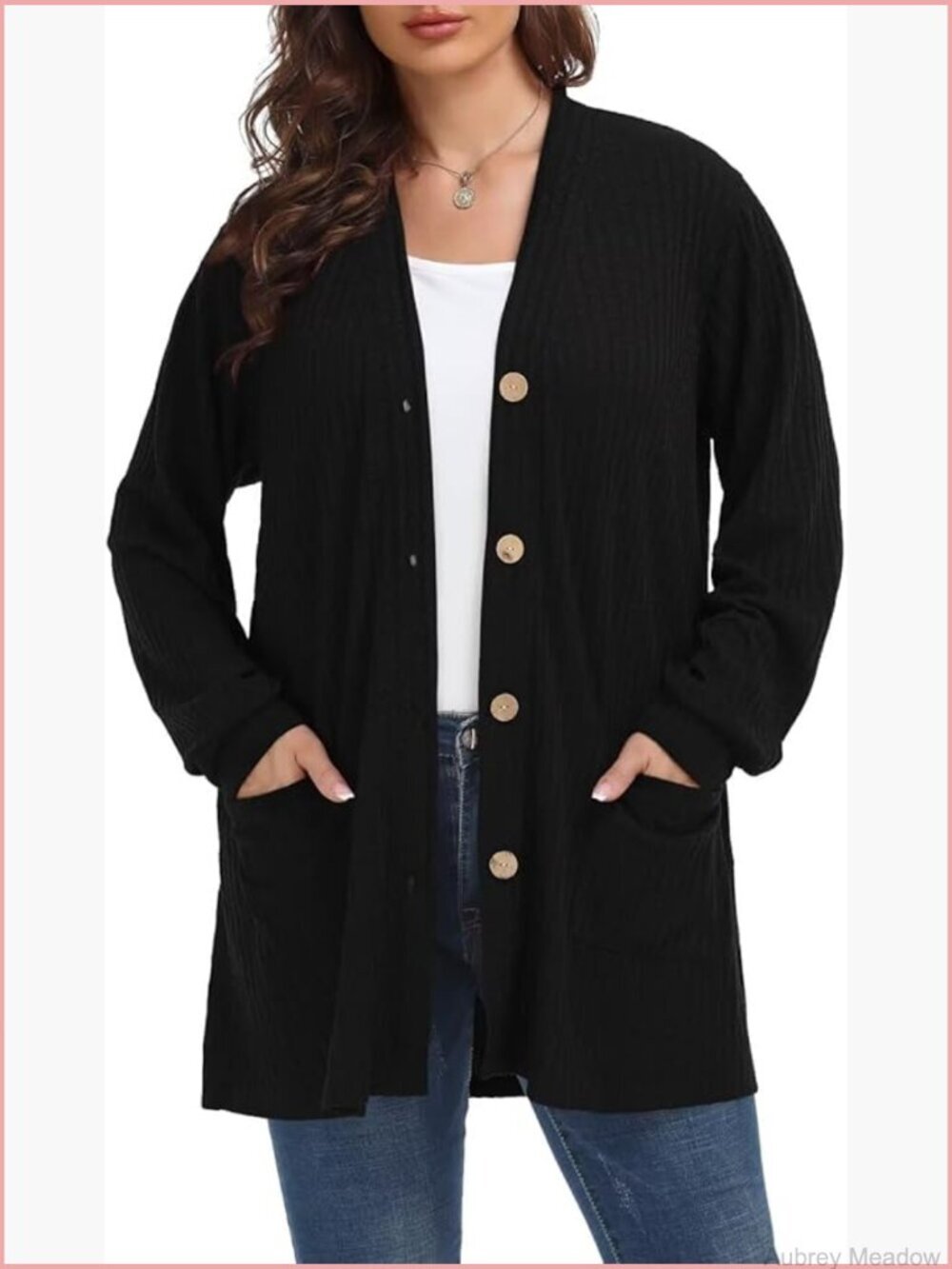 Plus Size Open Front Cardigan with Pockets Long Sleeve Duster Coat